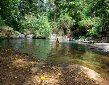 Swimming at Black Pool above Ravena Falls