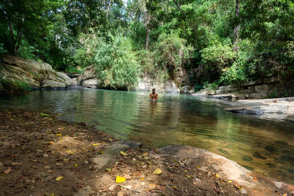 Swimming at Black Pool above Ravena Falls